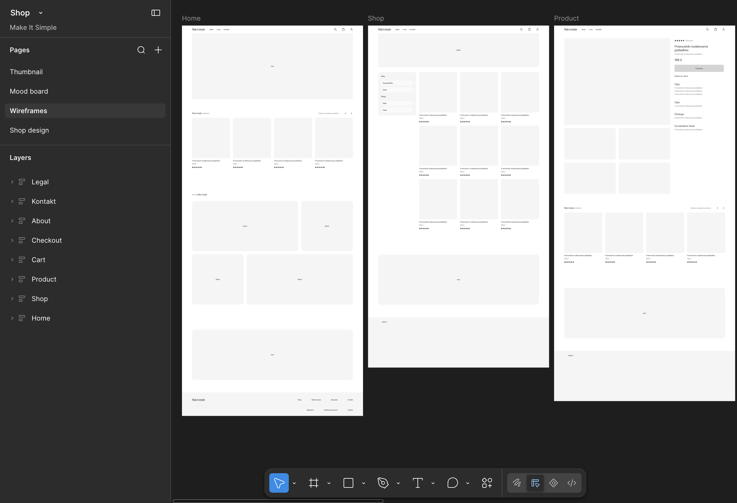 Wireframe for the Make it simple brand